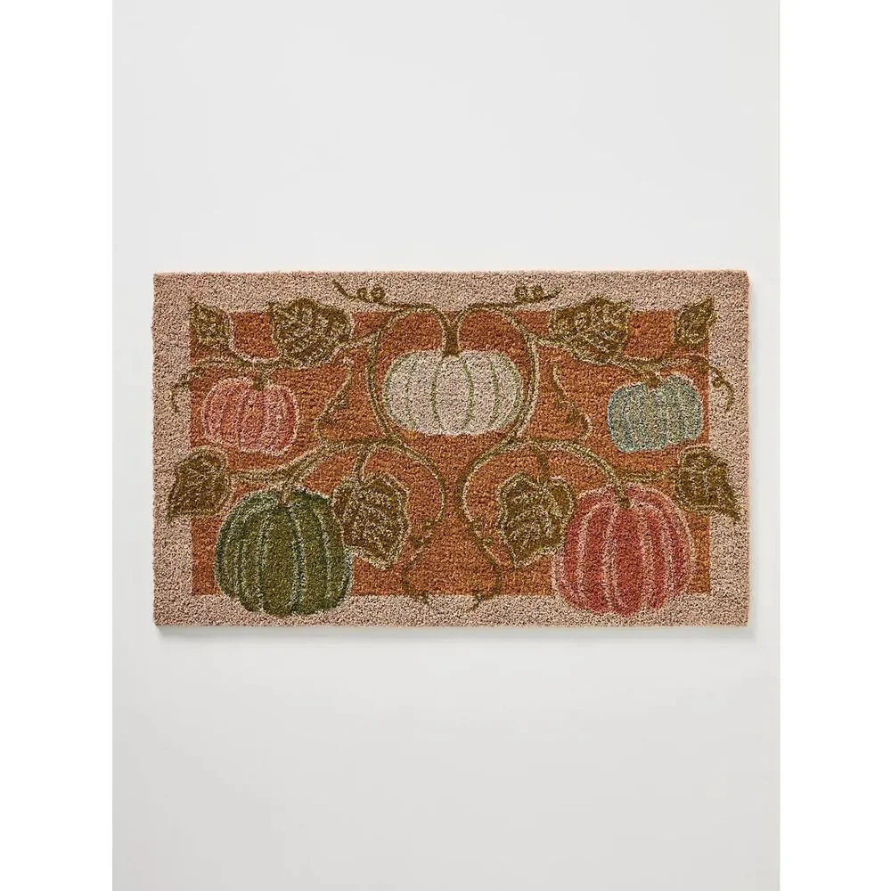 Anthropologie Bruna Autumn Pumpkin Printed Coir Doormat - Multicolor (18”x30”)